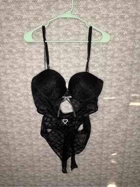 Spencer's BodyRage Black Underwired Semi-Transparent Stretch Bodysuit XL
